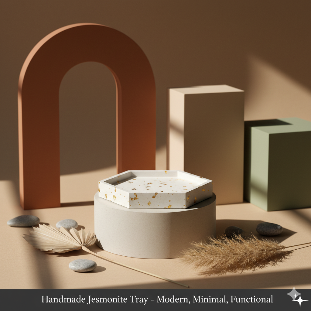 Handmade Jesmonite Tray – Minimalist Decorative Tray