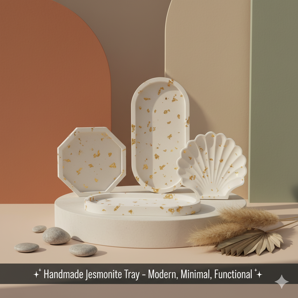 Handmade Jesmonite Tray – Minimalist Decorative Tray