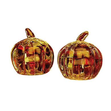 Harvest Amber Pumpkin Salt & Pepper Shaker Set – Crystal Fall Table Décor