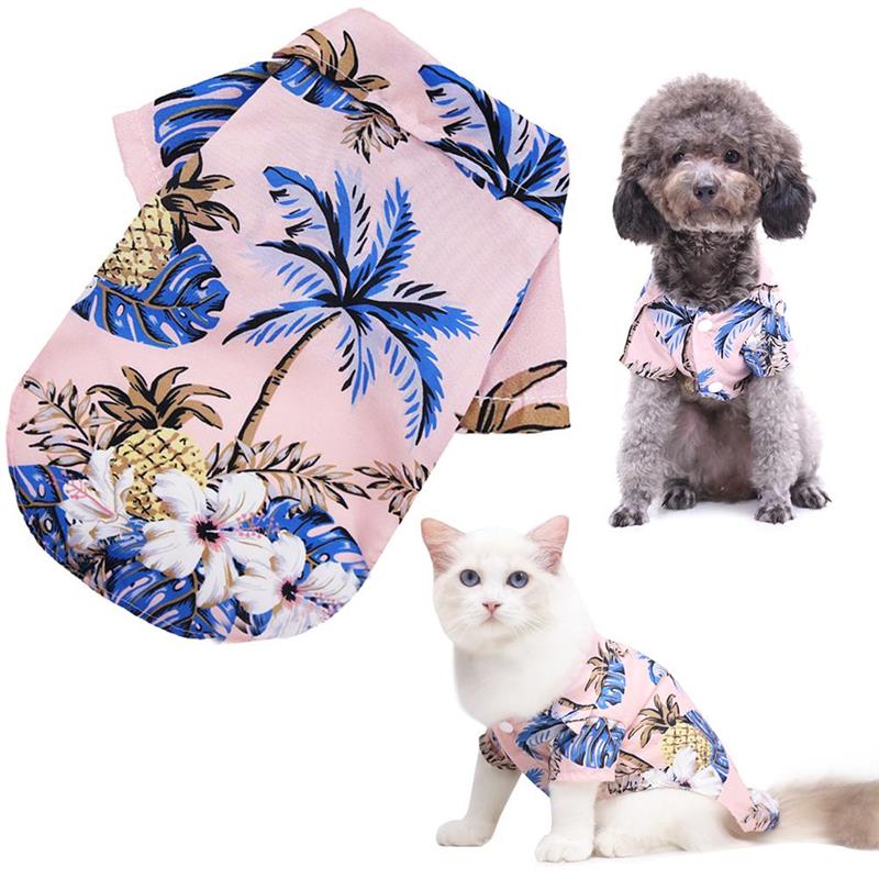 Hawaiian Pet Dog Summer Shirt – Coconut Tree & Pineapple Print
