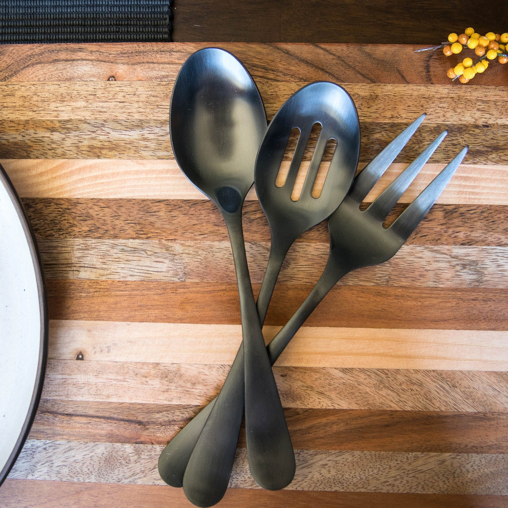 Cambridge Rhiannon Black Satin 3-Piece Hostess Set, 18/0 stainless steel (view 2)