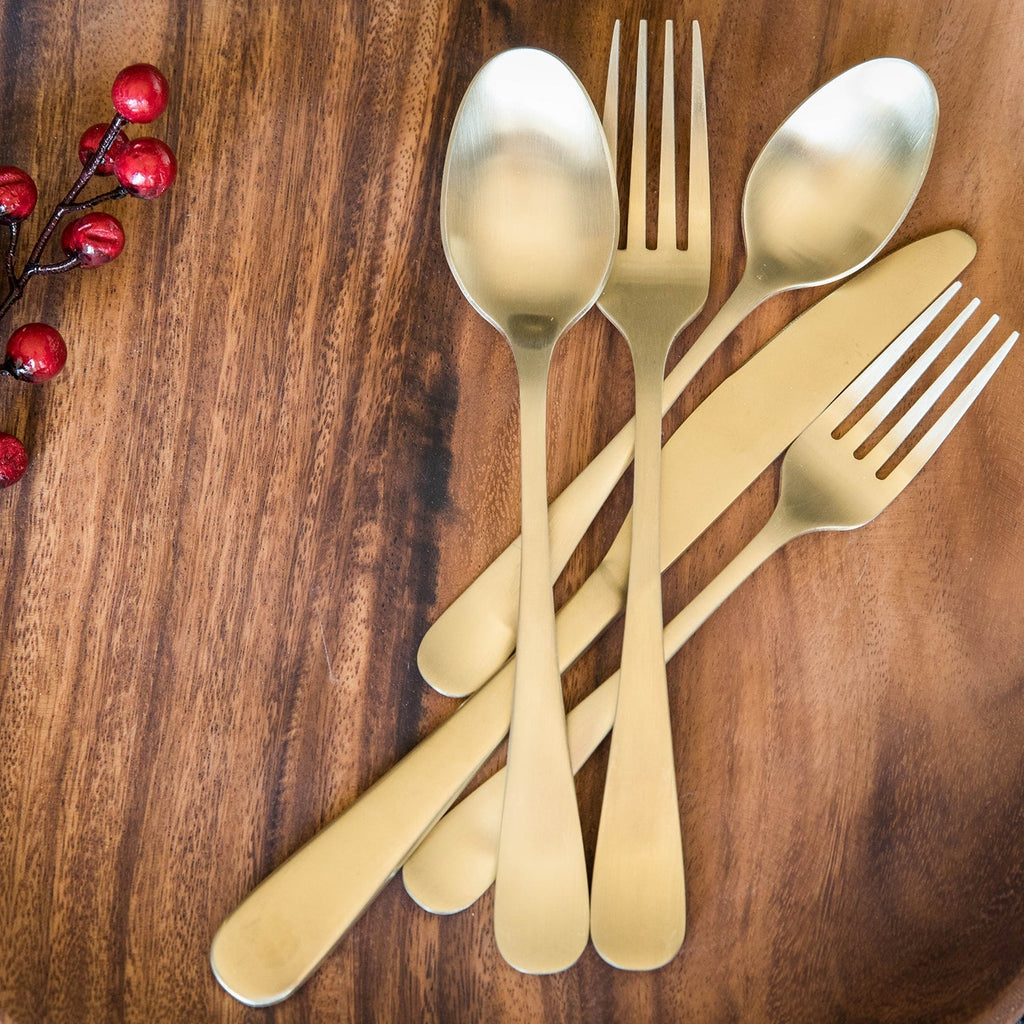 Cambridge Rhiannon Champagne Satin 20-Piece Flatware Set, 18/0 stainless steel (view 2)