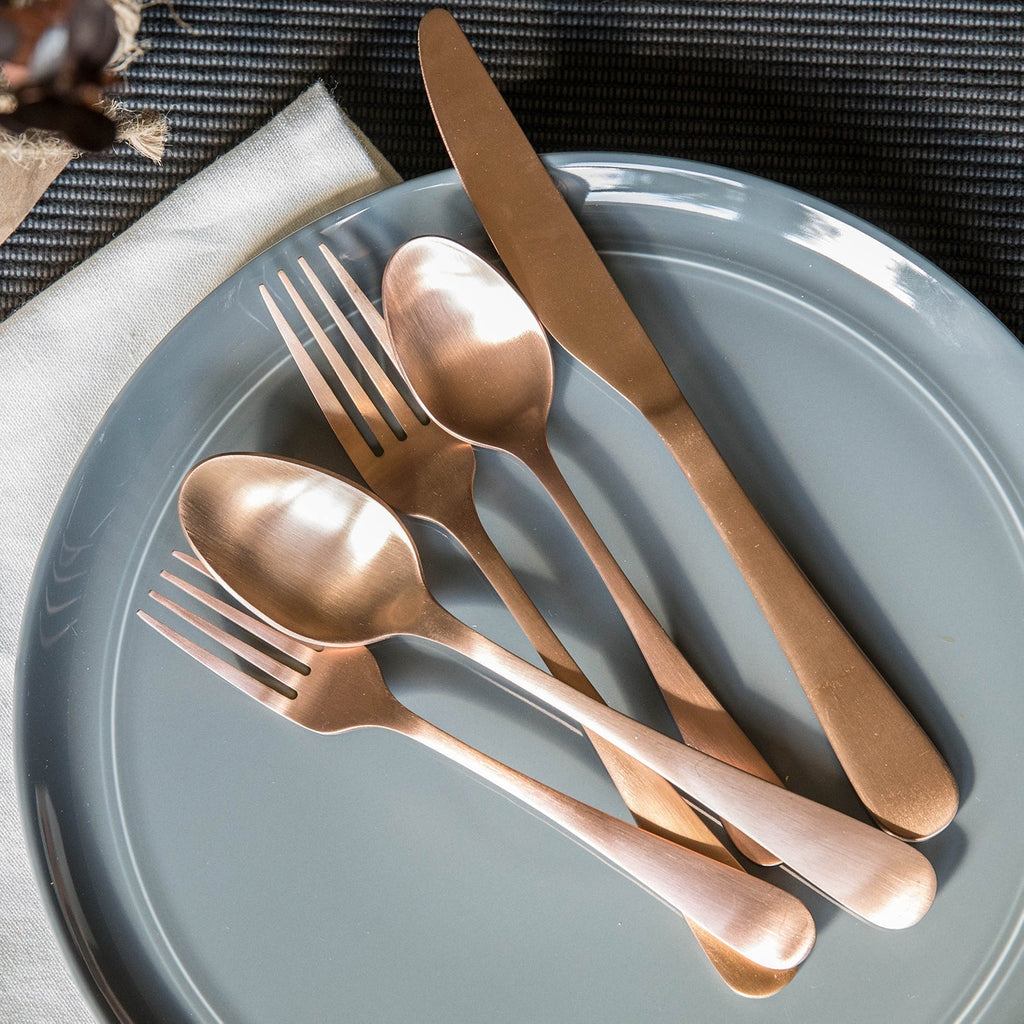Cambridge Rhiannon Copper Satin 20-Piece Flatware Set, 18/0 stainless steel (view 2)