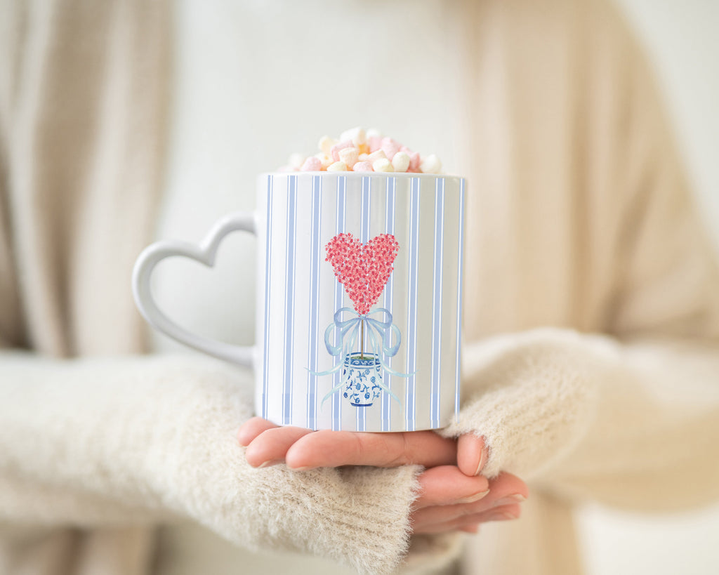 Heart Handle Valentine’s Day Porcelain Mug – 11 oz.
