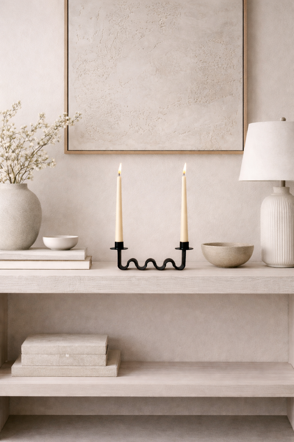 Helen Wavy Metal Double Taper Candle Holder