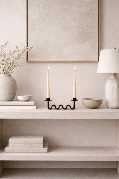 Helen Wavy Metal Double Taper Candle Holder