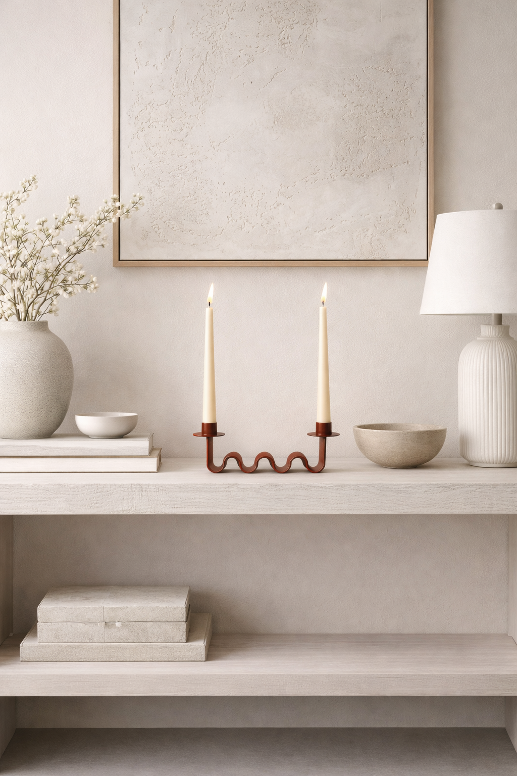 Helen Wavy Metal Double Taper Candle Holder