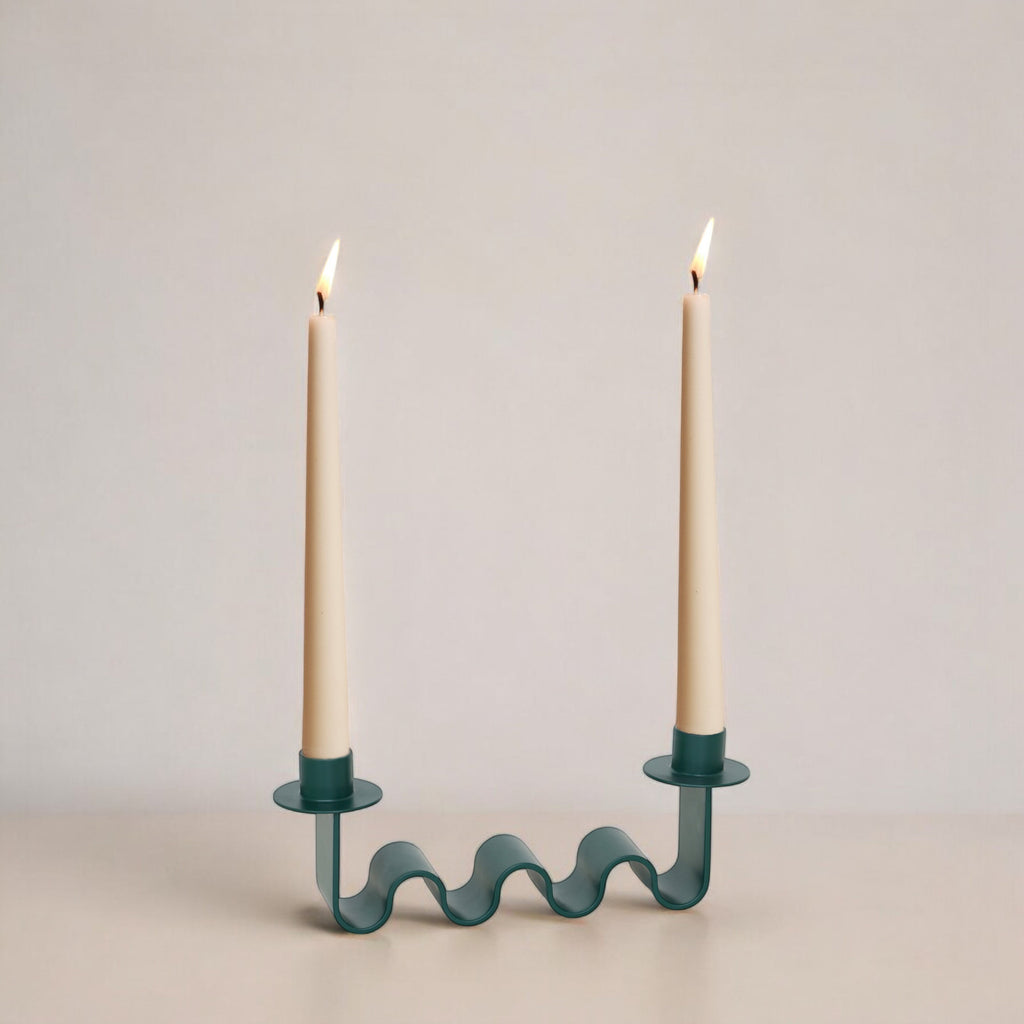 Helen Wavy Metal Double Taper Candle Holder