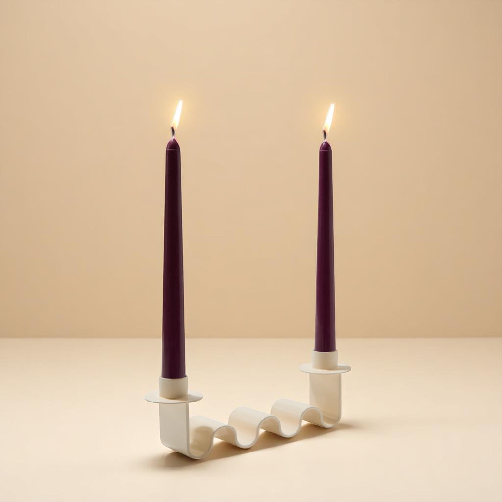 Helen Wavy Metal Double Taper Candle Holder