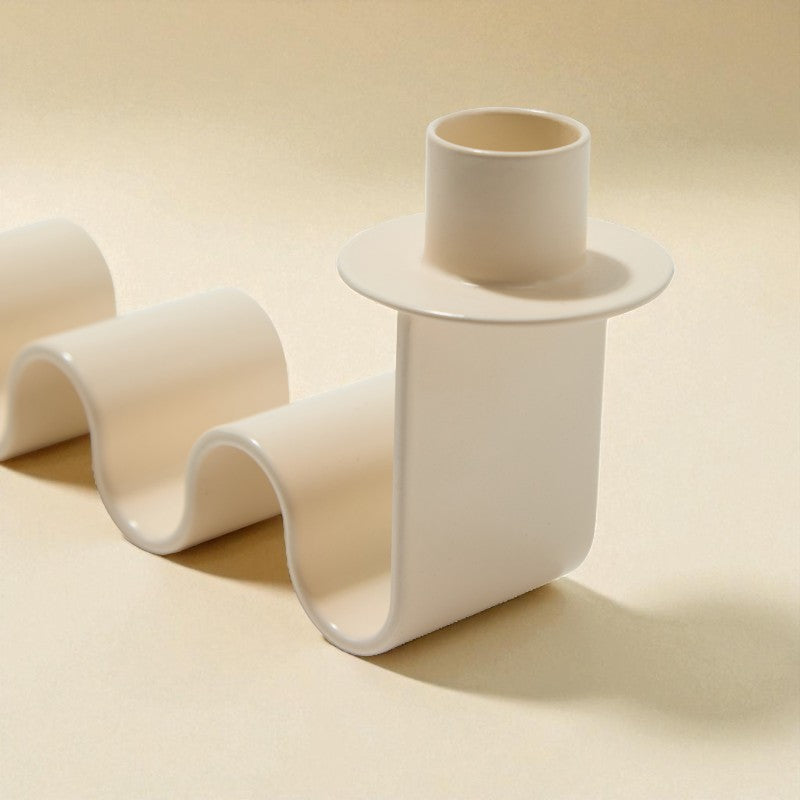 Helen Wavy Metal Double Taper Candle Holder