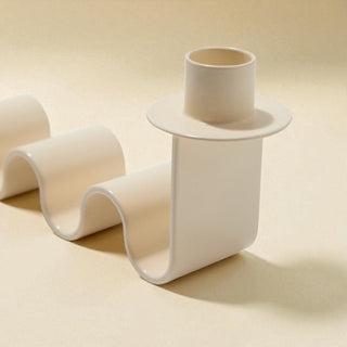 Helen Wavy Metal Double Taper Candle Holder