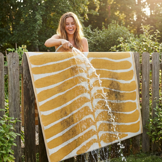 Hilo Honey Tropical Leaf Reversible Outdoor Patio Rug