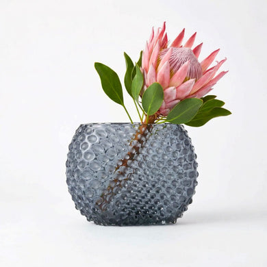 Hobnail Glass Vase in Charcoal Haze – Optic