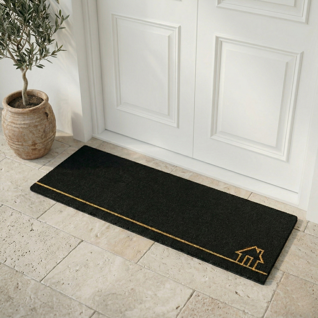 Home View Black Natural Coir Doormat
