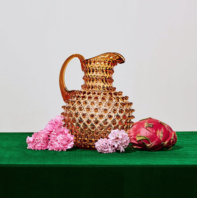 Hobnail Glass Jug in Honey Gold – 2 Liter