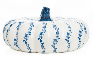 Extra-Large Blue & White Porcelain Pumpkin – 15.5-Inch