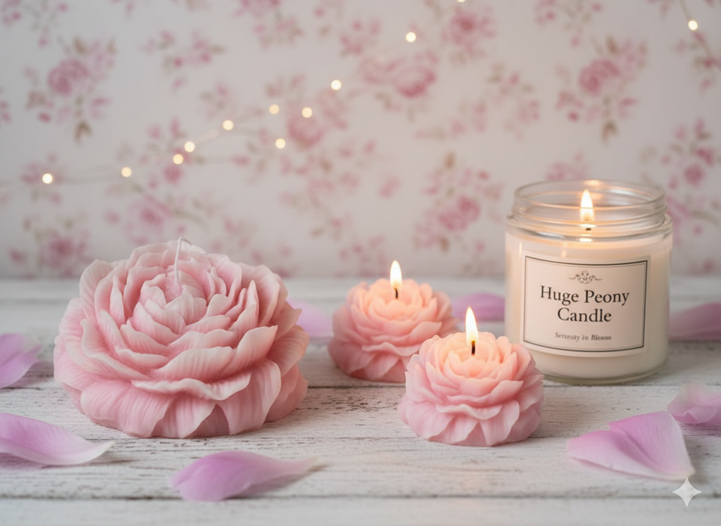 Huge Peony Candle - Premium Soy Wax Scented Candle for a Luxurious Home Ambiance
