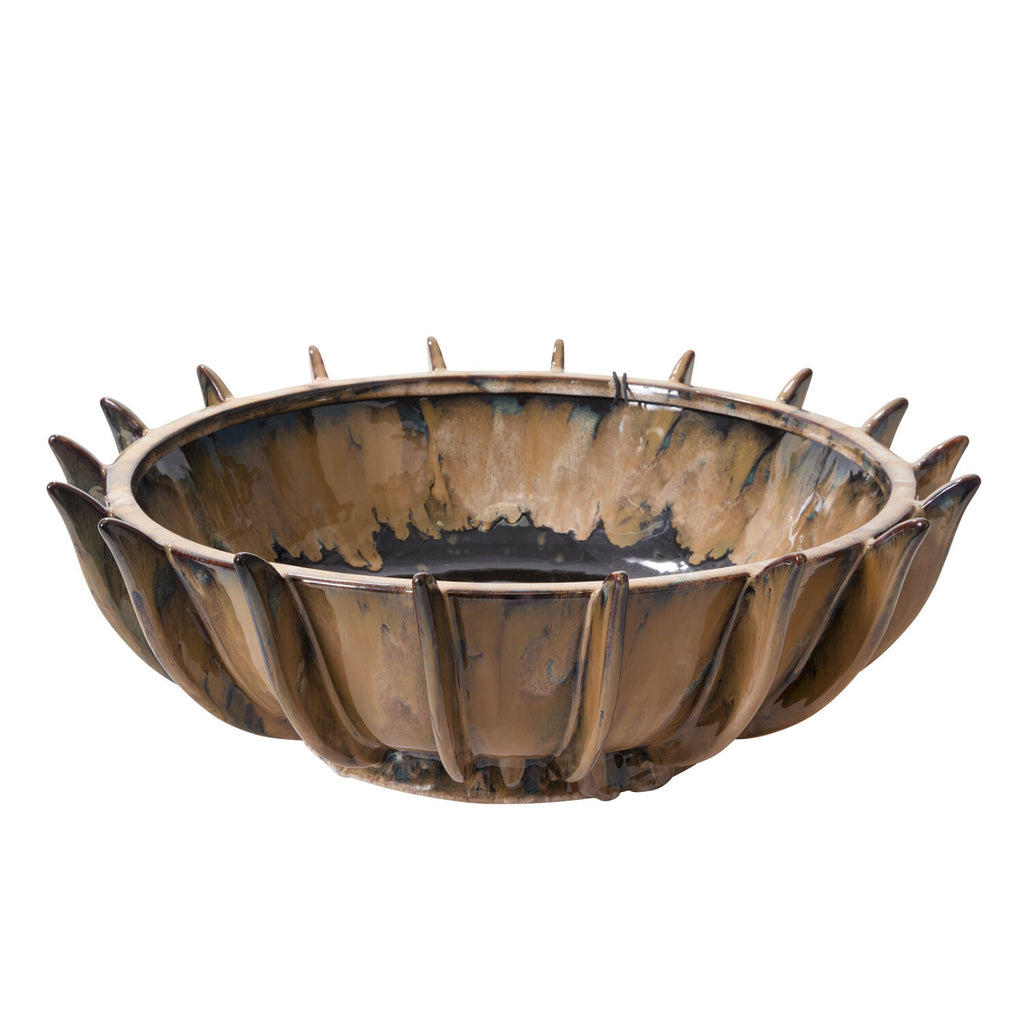 Geometric Iliad Bowl: Coffee Glazed Ceramic Art