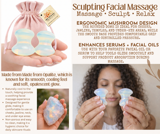 Opalite Gua Sha Mushrooms – Crystal Facial & Body Massage Set