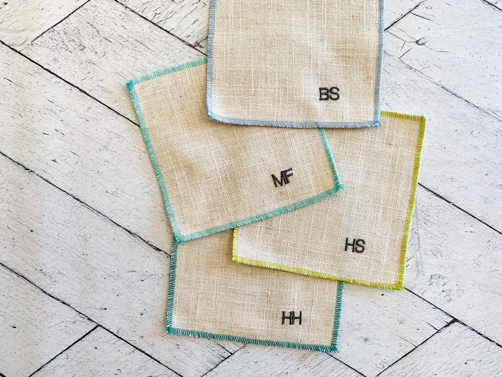 Elegant Linen Cocktail Coasters – 8-Piece Playful Bar Accessory Set