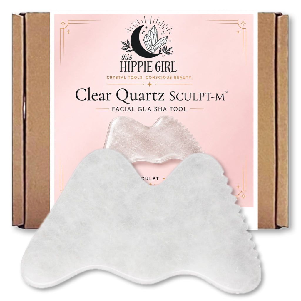 Clear Quartz Sculpt-M Gua Sha – M-Shape Facial Sculpting Tool