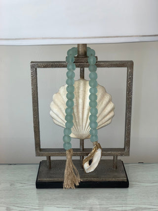 All Sea Glass Bead Garland with 18K Gold Gilded Oyster
