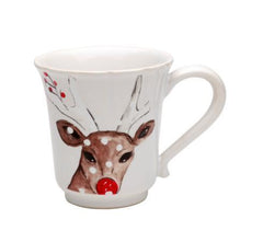 COSTA NOVA Deer Friends Mug 12 oz. – White and Green Ceramic Cup