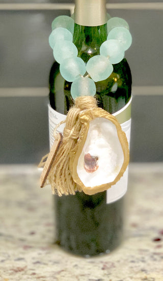 Tide Pool Sea Glass Bead Accent with 18K Gold Gilded Oyster