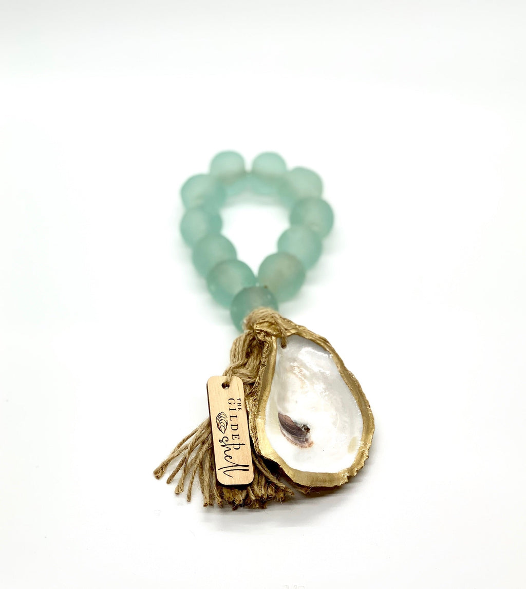 Tide Pool Sea Glass Bead Accent with 18K Gold Gilded Oyster