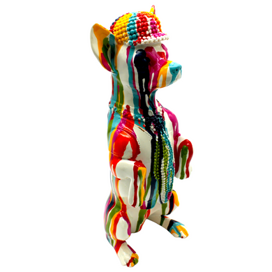 Painted Graffiti Chihuahua Standing Legs Sculpture -12