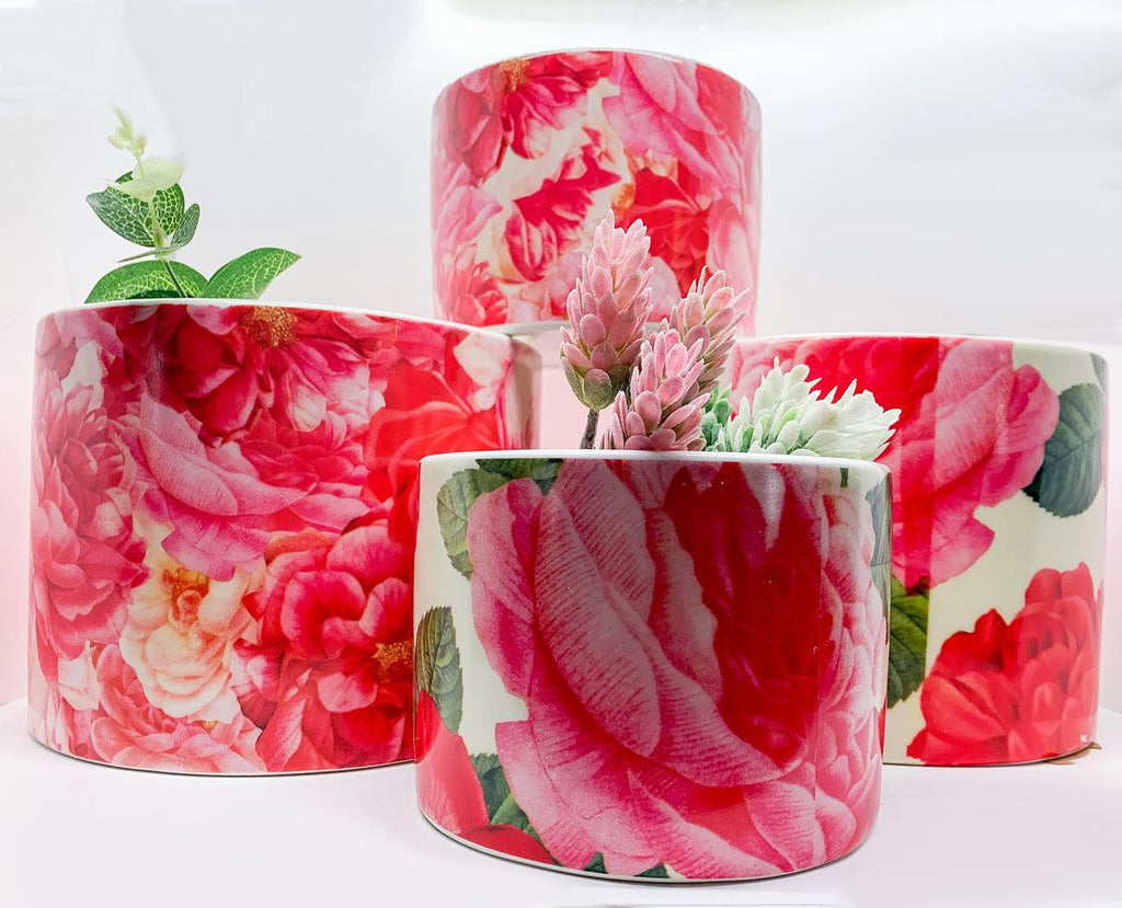 Rose Floral Ceramic Cachepots – Rose Marie & Rose Bud Styles
