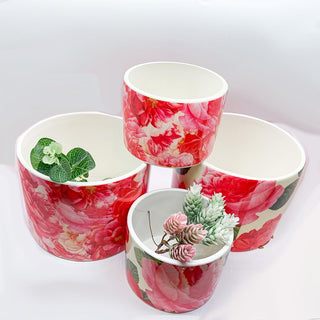 Rose Floral Ceramic Cachepots – Rose Marie & Rose Bud Styles
