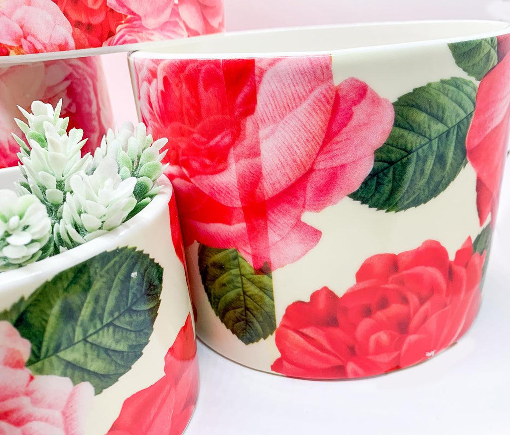 Rose Floral Ceramic Cachepots – Rose Marie & Rose Bud Styles