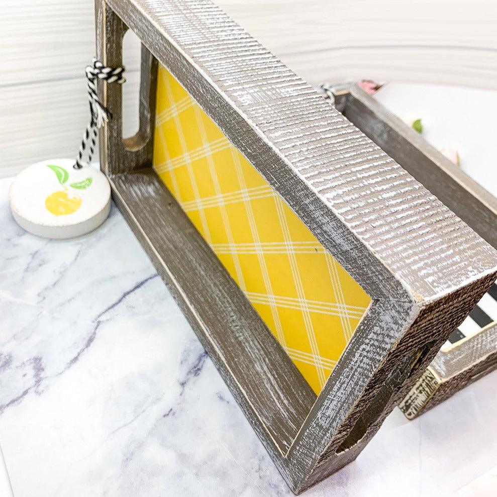 Squeeze the Day Lemon Wooden Tray – Rustic Farmhouse Decorative Accent