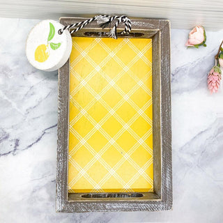 Squeeze the Day Lemon Wooden Tray – Rustic Farmhouse Decorative Accent