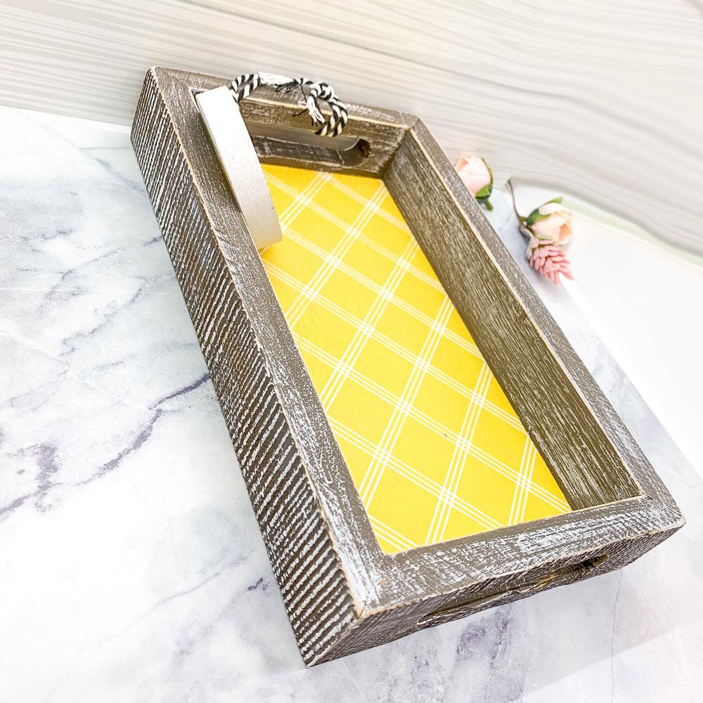 Squeeze the Day Lemon Wooden Tray – Rustic Farmhouse Decorative Accent