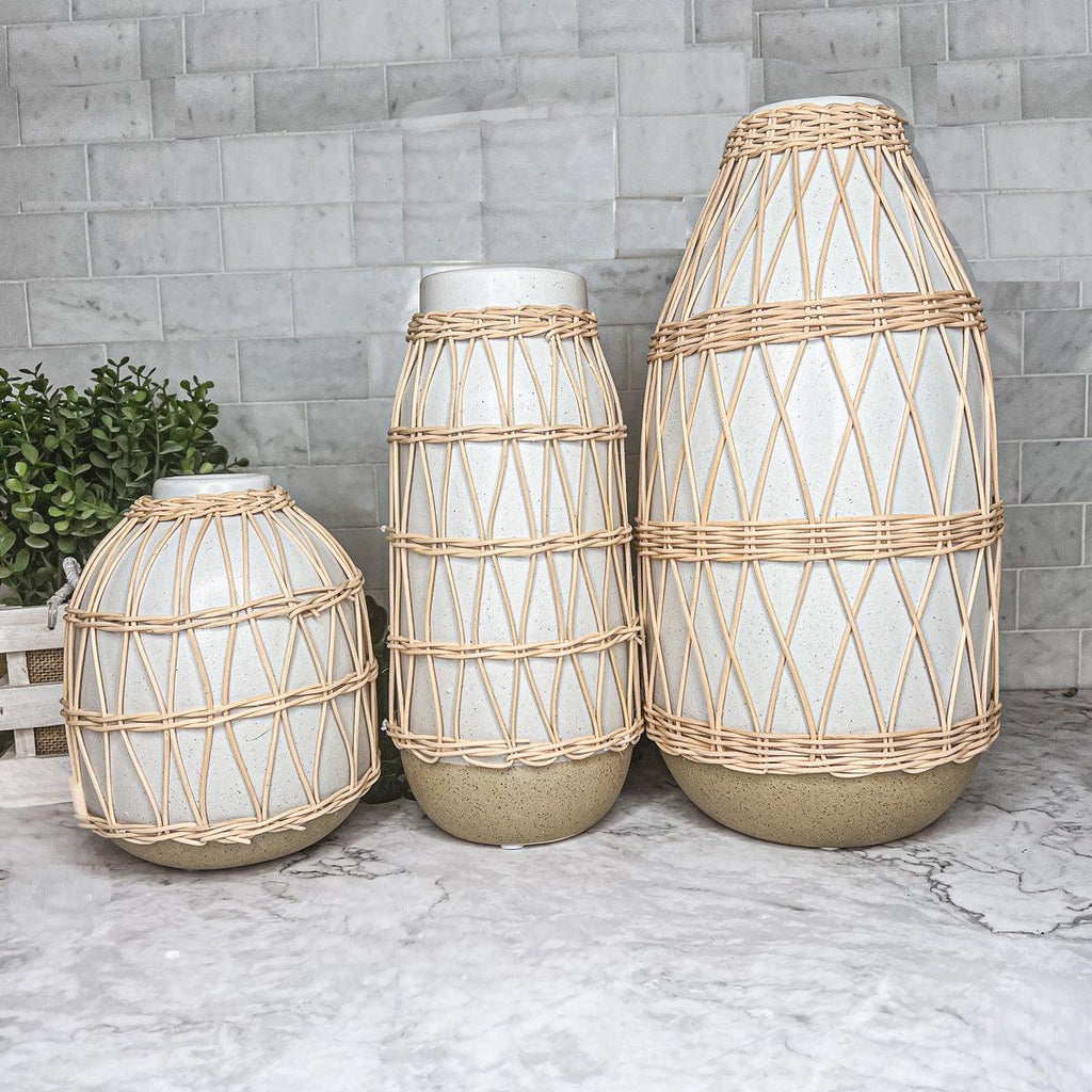 Madison Willow Vase Set – Handwoven Willow & Ceramic Decorative Vases