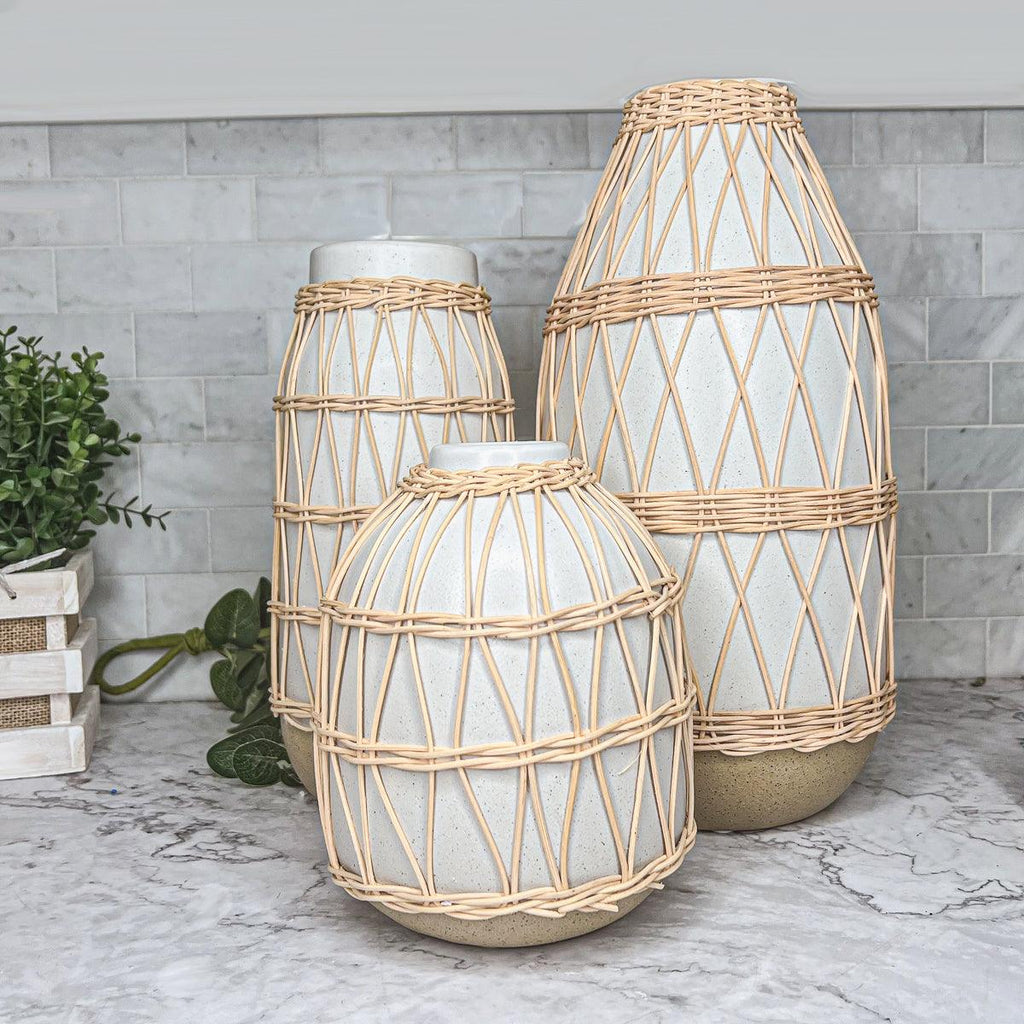 Madison Willow Vase Set – Handwoven Willow & Ceramic Decorative Vases