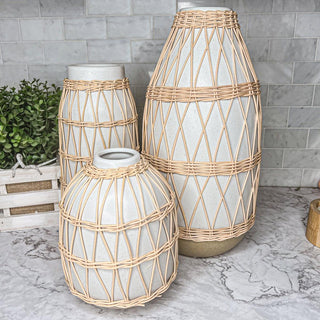 Madison Willow Vase Set – Handwoven Willow & Ceramic Decorative Vases