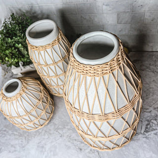 Madison Willow Vase Set – Handwoven Willow & Ceramic Decorative Vases