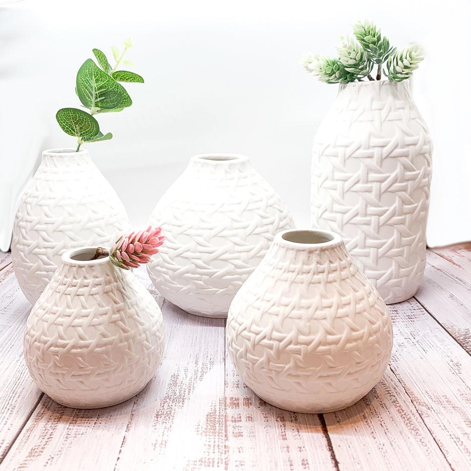 Madison Cane Web Ceramic Vases – Embossed Modern Collection