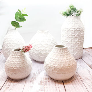 Madison Cane Web Ceramic Vases – Embossed Modern Collection