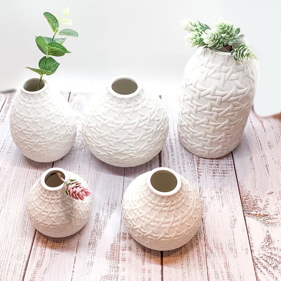 Madison Cane Web Ceramic Vases – Embossed Modern Collection