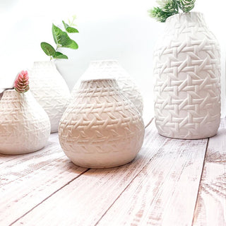 Madison Cane Web Ceramic Vases – Embossed Modern Collection