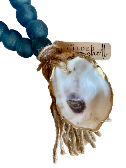 Tide Pool Sea Glass Bead Accent with 18K Gold Gilded Oyster