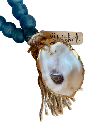 Tide Pool Sea Glass Bead Accent with 18K Gold Gilded Oyster