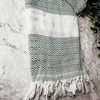 Haley Diamond Turkish Cotton Towel – Jacquard Diamond or Stripe Design (200 GSM)