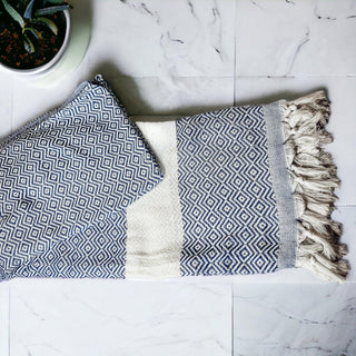 Haley Diamond Turkish Cotton Towel – Jacquard Diamond or Stripe Design (200 GSM)