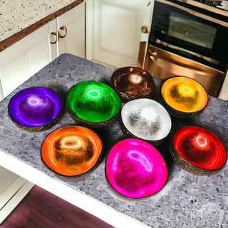 Coconut Rainbow Bowls – Gold Leaf Lacquered Coconut Shell Decorative Bowls