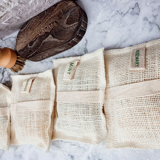 Exfoliating Jute Bath Mitt with Essential Oil Soap – Natural Spa Set